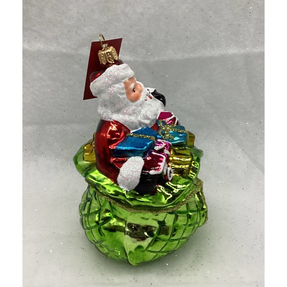 Glassware Art Studio~Santa with Toy Sack Glass Christmas Ornament - Picture 4 of 12